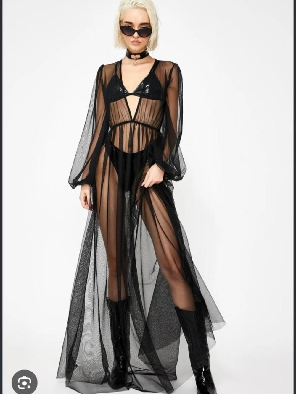 Dolls Kill Sheer Long Nightgown | Black Mesh Maxi Dress